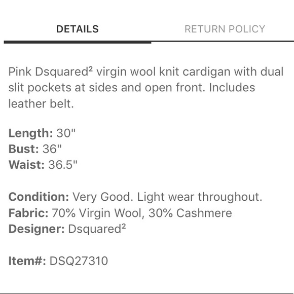 Dsquared2 Pink Wool Cashmere Cardigan - Picture 6 of 6
